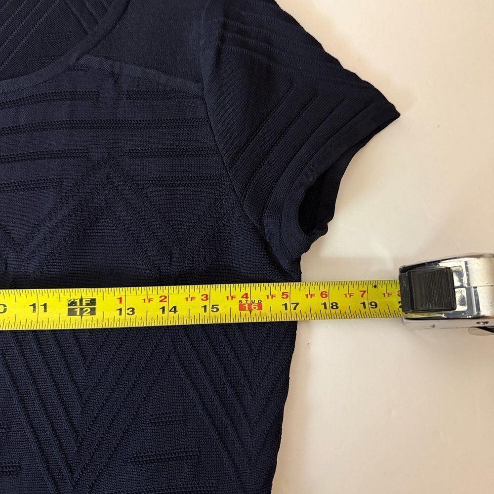NWT Talbots Fit & Flare Dress Navy Blue Structured Rayon Blend Fabric L (8-10) - Picture 12 of 12
